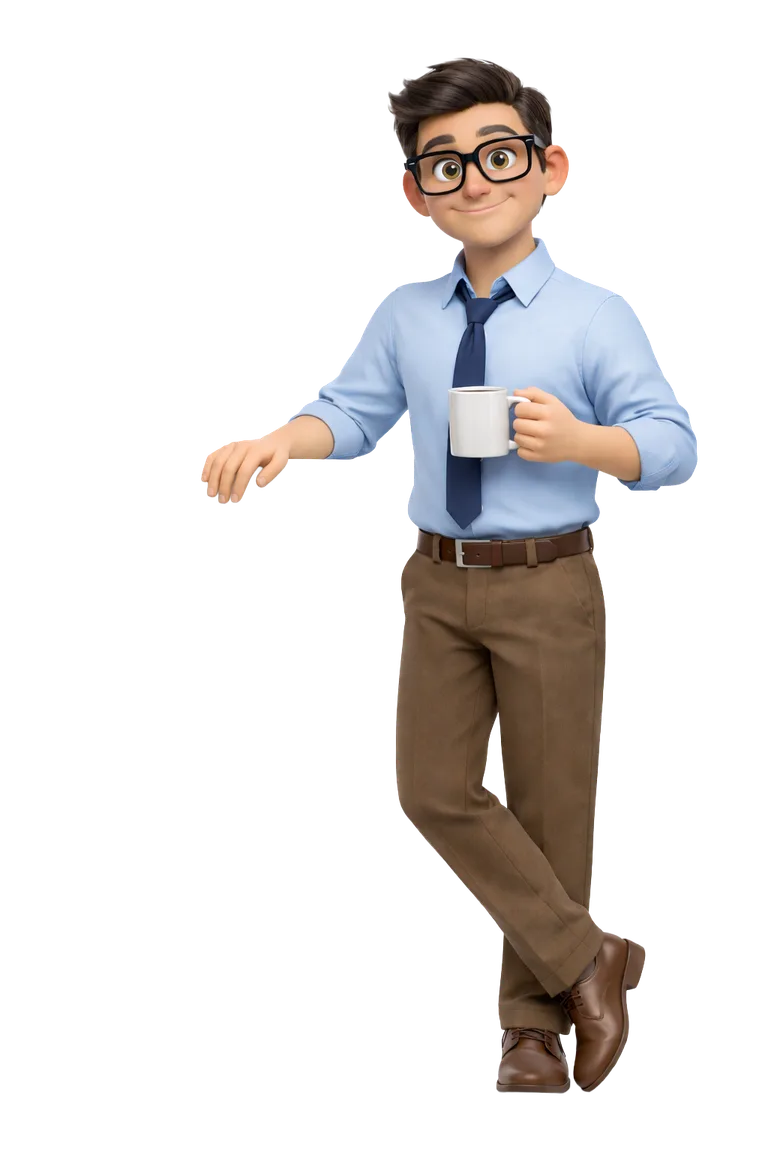 Confident claims expert leaning casually on organized workspace